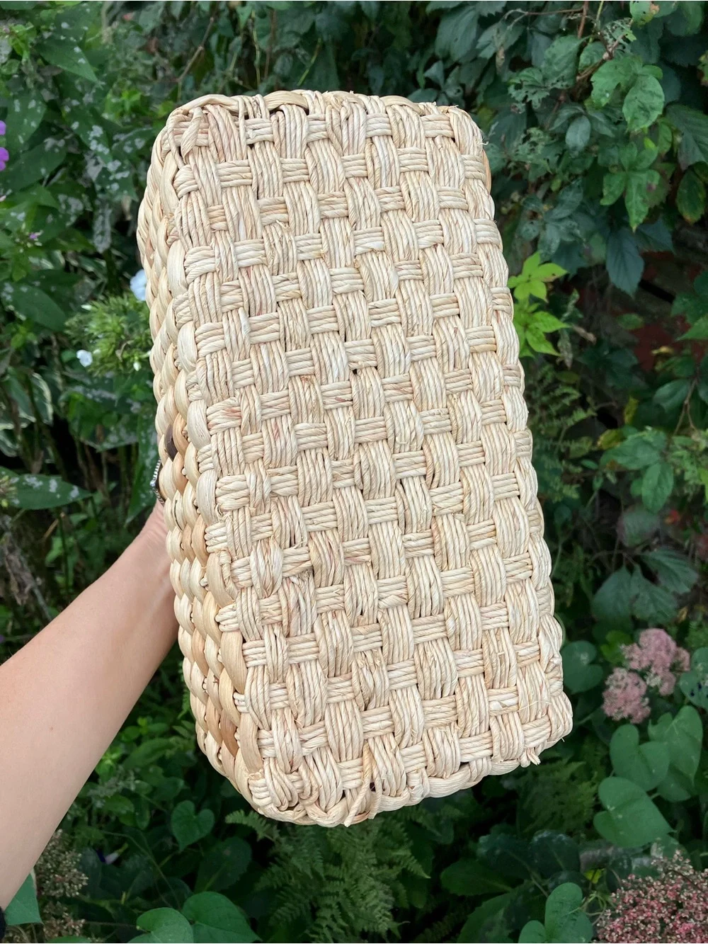Vintage Brighton Natural Straw Purse w/ Brown Trim & Whimsical Heart Charm
